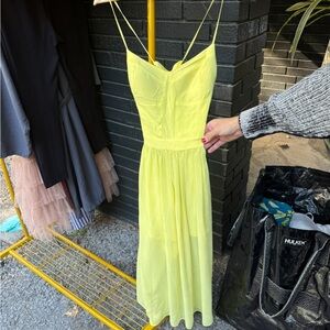 BCBGeneration Yellow Spaghetti Strap Jumper Dress